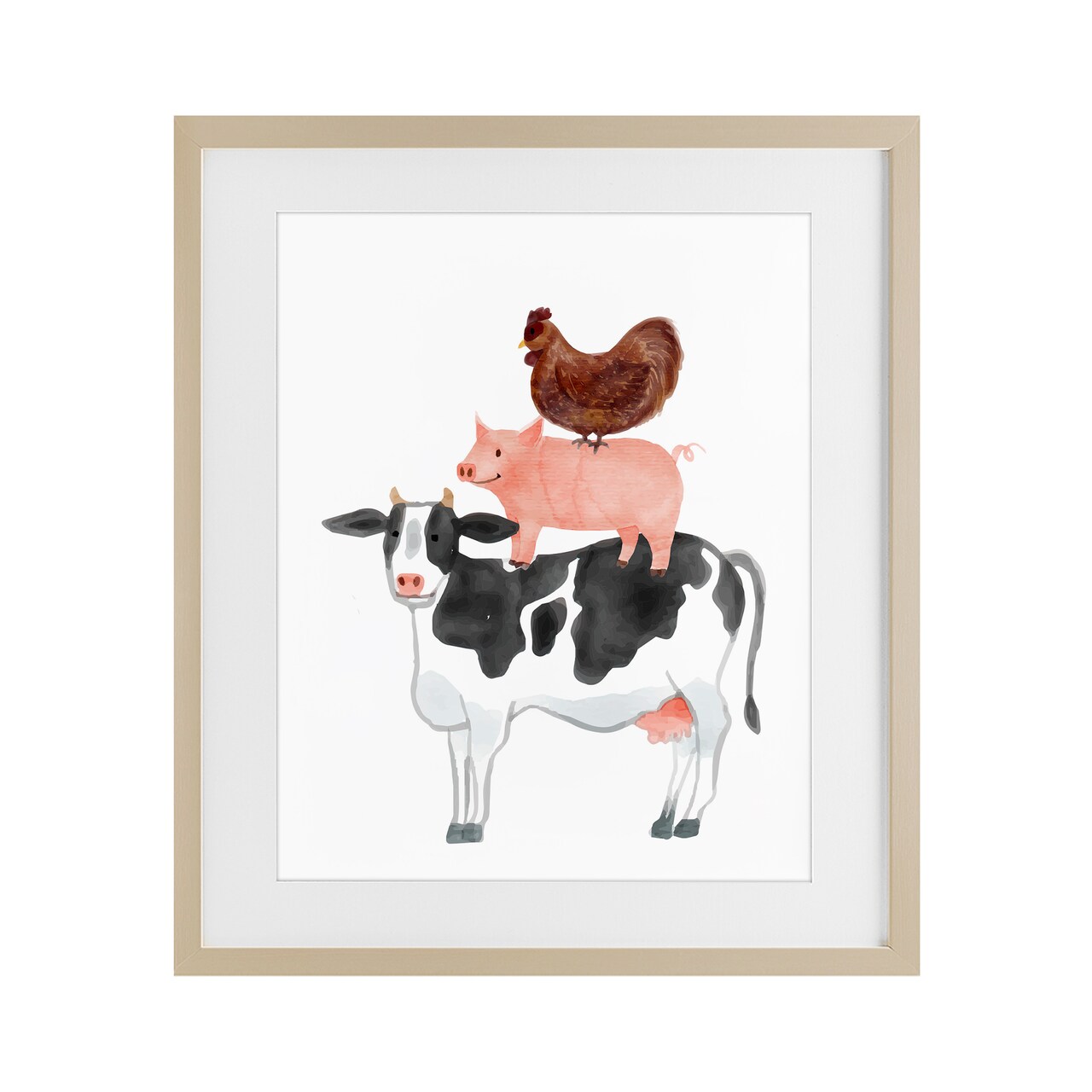 Stupell Industries Farm Animal Stack Whimsy Framed Print Under Glass, design by Kim Allen
